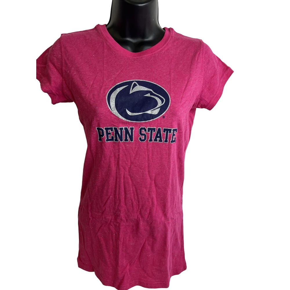 Penn State Nittany Lions Shirt Womens Small Pink NCAA Football Glitter J America
